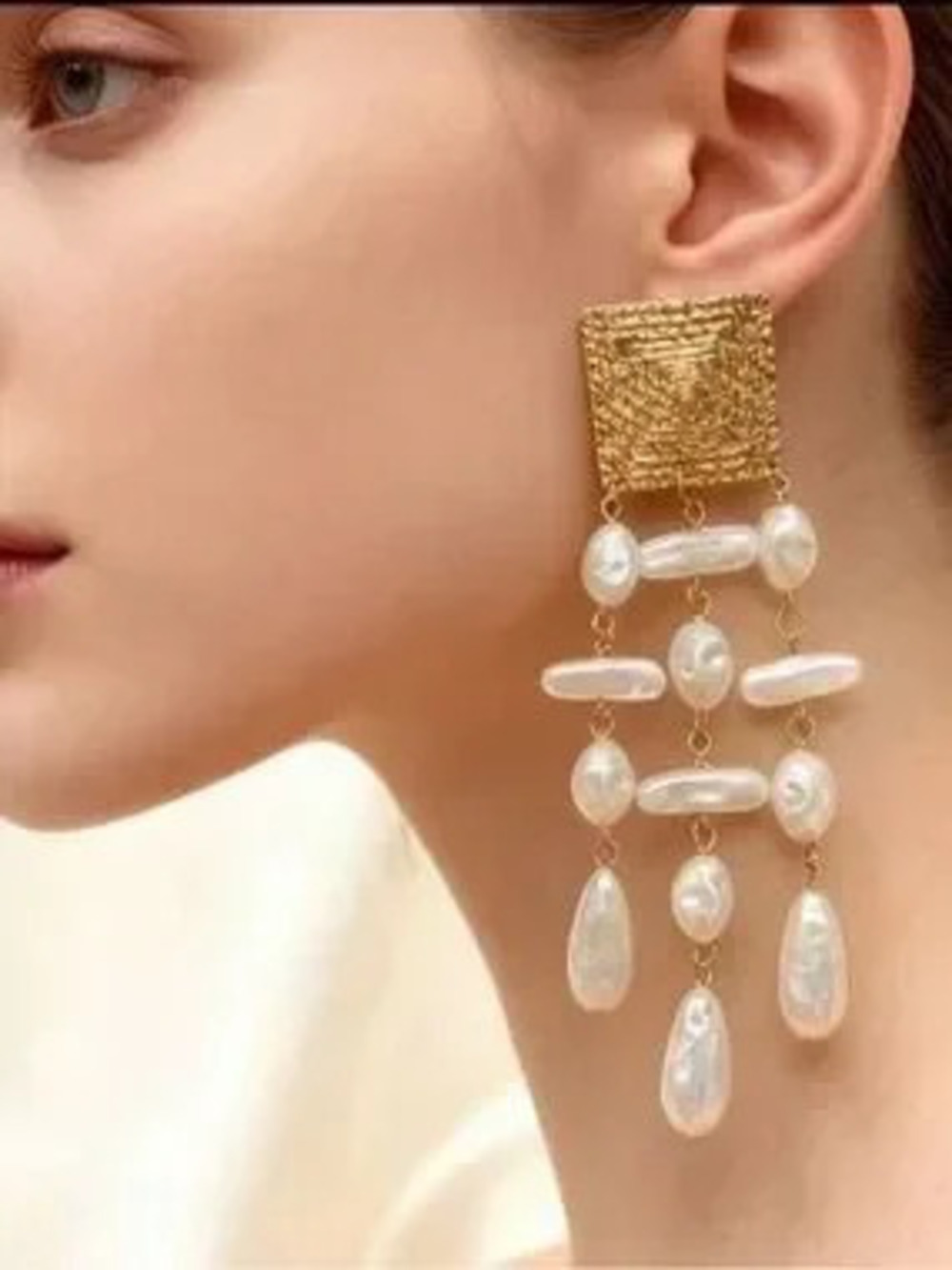 Baroque Pearl Cascade Chandelier Earrings